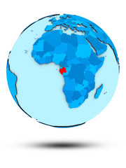 Gabon on blue political globe