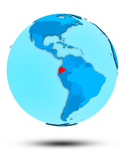 Ecuador on blue political globe