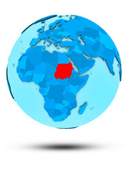 Obraz premium Sudan on blue political globe
