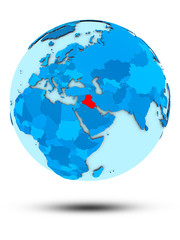Iraq on blue political globe