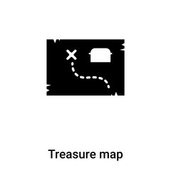 Treasure map icon vector isolated on white background, logo concept of Treasure map sign on transparent background, black filled symbol