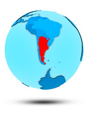 Argentina on blue political globe