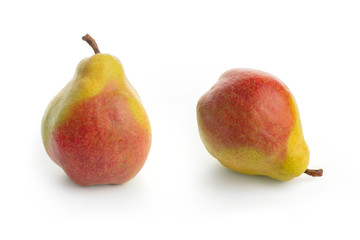 yellow ripe pear on white background