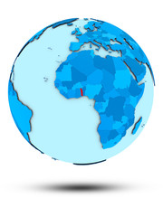 Togo on blue political globe