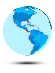 Costa Rica on blue political globe