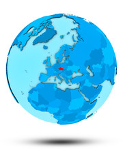 Czech republic on blue political globe