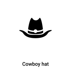 Cowboy hat icon vector isolated on white background, logo concept of Cowboy hat sign on transparent background, black filled symbol