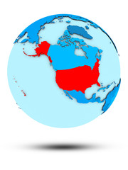 USA on blue political globe