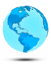 Puerto Rico on blue political globe