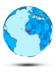 Guinea on blue political globe