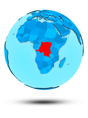 Obraz premium Democratic Republic of Congo on blue political globe