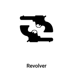 Revolver icon vector isolated on white background, logo concept of Revolver sign on transparent background, black filled symbol