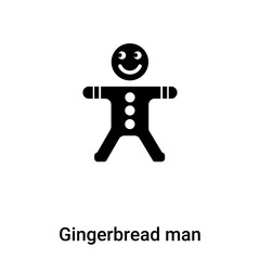 Gingerbread man icon vector isolated on white background, logo concept of Gingerbread man sign on transparent background, black filled symbol