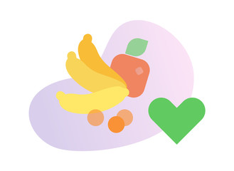 Fruits. Healthy food icon. Colorful flat vector illustration. Isolated on white background.