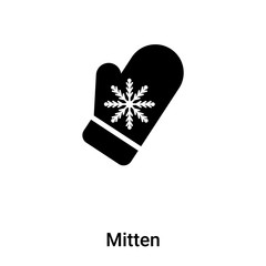Mitten icon vector isolated on white background, logo concept of Mitten sign on transparent background, black filled symbol