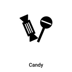 Candy icon vector isolated on white background, logo concept of Candy sign on transparent background, black filled symbol