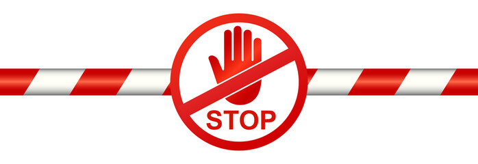 Warning line with stop sign - stock vector