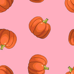 Pumpkin seamless pattern on white background. Colorful pattern.