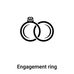 Engagement ring icon  vector isolated on white background, logo concept of Engagement ring  sign on transparent background, black filled symbol