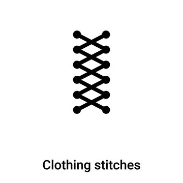 Clothing stitches icon&nbsp; vector isolated on white background, logo concept of Clothing stitches&nbsp; sign on transparent background, black filled symbol
