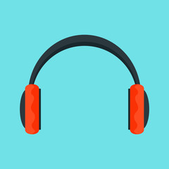 Red headphones icon. Flat illustration of red headphones vector icon for web design