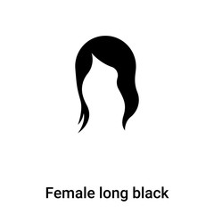 Female long black hair icon  vector isolated on white background, logo concept of Female long black hair  sign on transparent background, black filled symbol