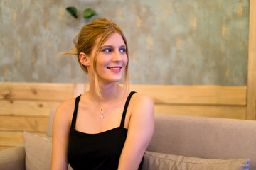Naklejka premium Happy Pretty young teenager girl