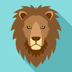 Lion head icon. Flat illustration of lion head vector icon for web design
