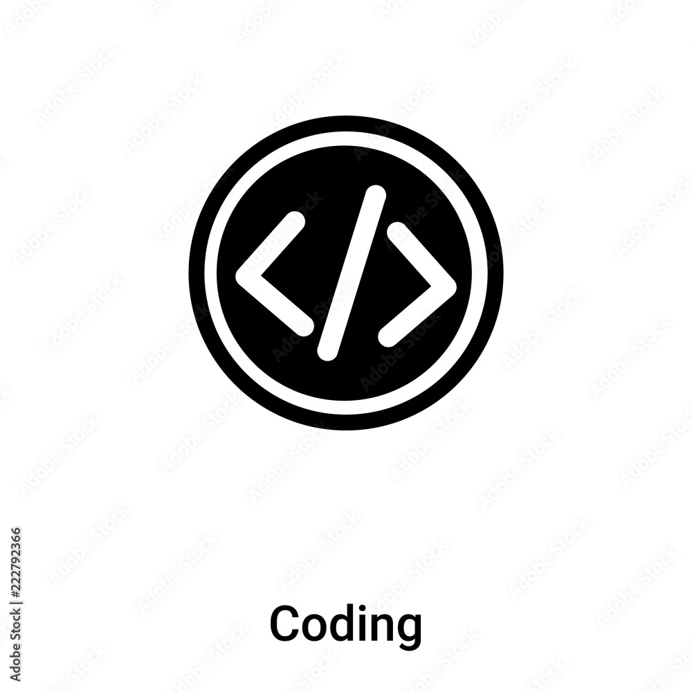 Poster coding icon vector isolated on white background, logo concept of coding sign on transparent backgrou