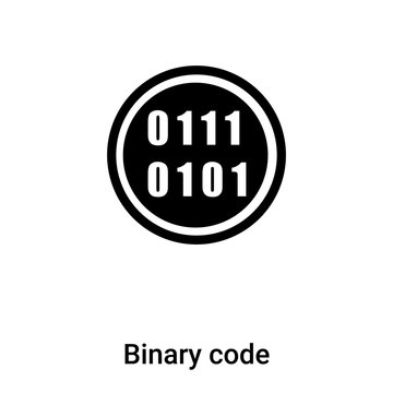 Binary code icon vector isolated on white background, logo concept of Binary code sign on transparent background, black filled symbol