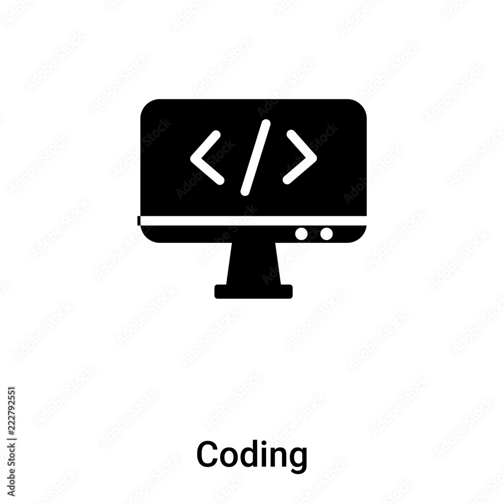 Poster coding icon vector isolated on white background, logo concept of coding sign on transparent backgrou