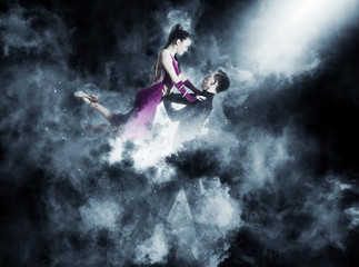 Pair of dancers dancing ballroom