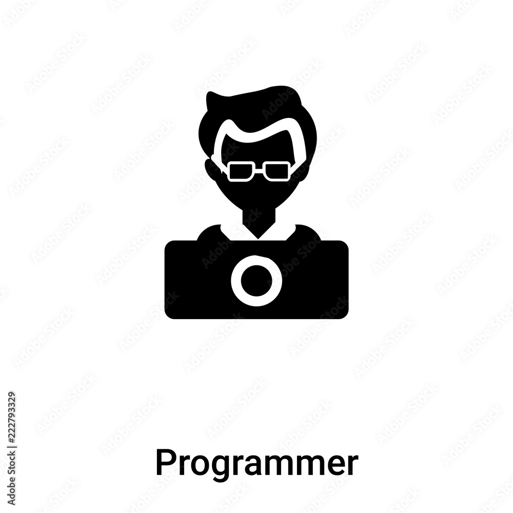 Poster programmer icon vector isolated on white background, logo concept of programmer sign on transparent 