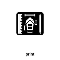 Blueprint icon vector isolated on white background, logo concept of Blueprint sign on transparent background, black filled symbol