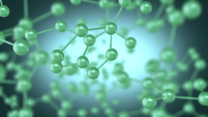 Green molecules background abstract 3D rendering.