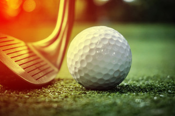 Golf ball with a Golf Club at the outdoor