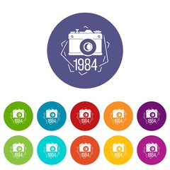 1984 photo camera icons color set vector for any web design on white background