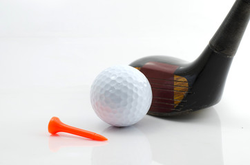 Golf ball with a Golf Club at the outdoor