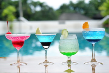 summer drinks at swimming pool