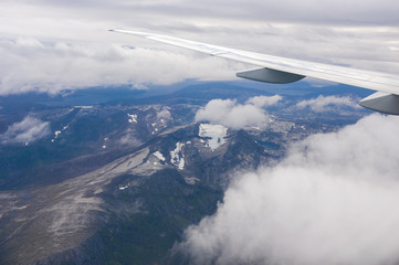 Fototapeta na wymiar Norwegian mountains from the plane