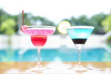 summer drinks at swimming pool