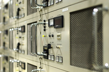 The dial and main switch of the electrical supply