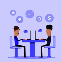 businessmen working in office vector for web