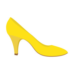 Yellow woman shoe icon. Flat illustration of yellow woman shoe vector icon for web design
