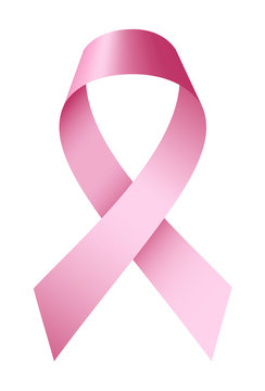 Breast cancer ribbon icon. Realistic illustration of breast cancer ribbon vector icon for web design isolated on white background