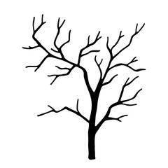 Dead tree silhouette, hand drawn