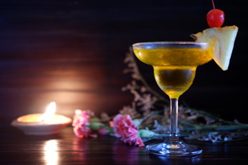 margarita cocktail on wood table