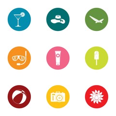 Tourist photo icons set. Flat set of 9 tourist photo vector icons for web isolated on white background