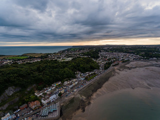 Fototapeta na wymiar An aerial view of the Mumbles coastline in Swansea, South Wales, UK