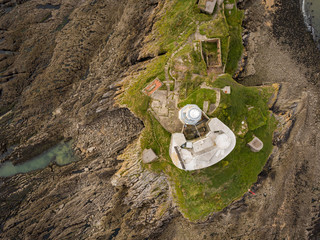 An aerial view of the Mumbles coastline in Swansea, South Wales, UK